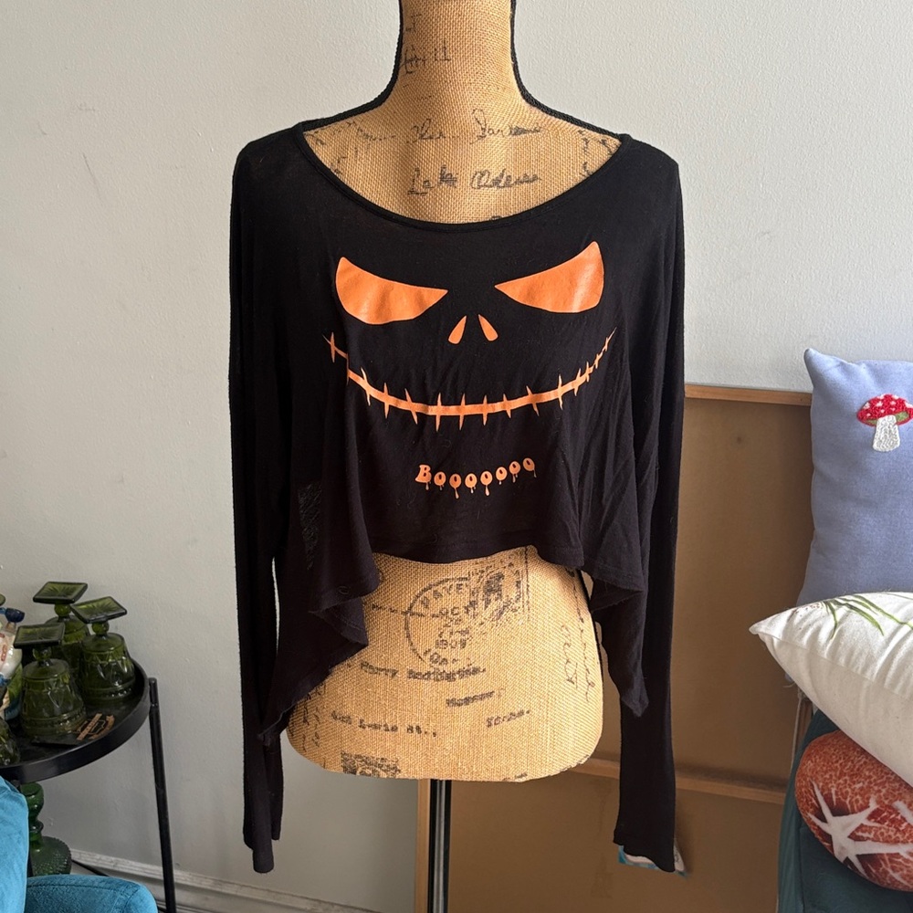 Spooky Pumpkin/Skeleton Crop Top